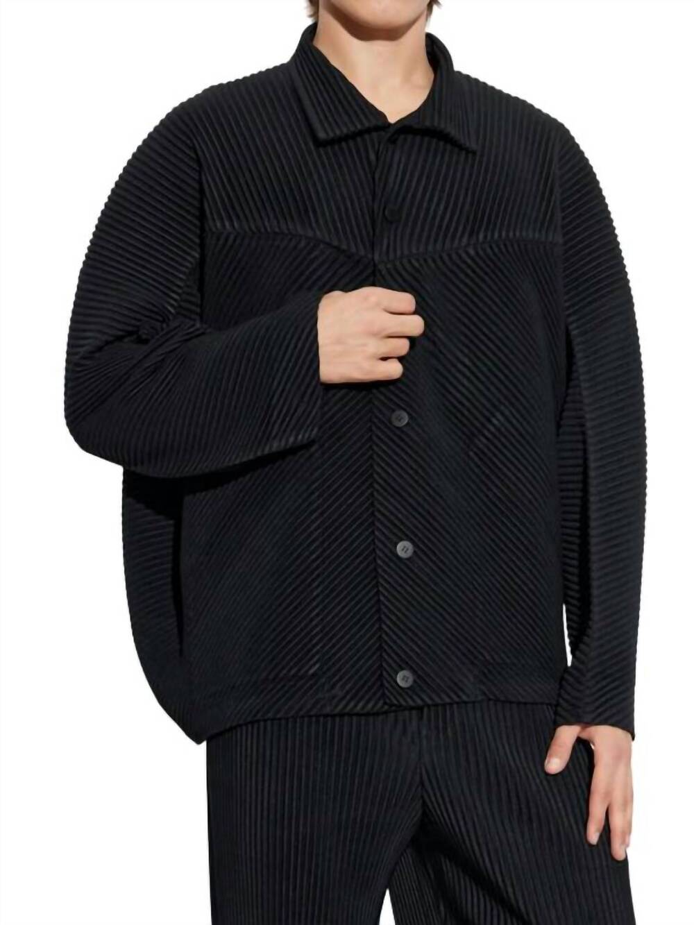 NEW ISSEY MIYAKE homme plisse monthly colors september blouson shirt in black